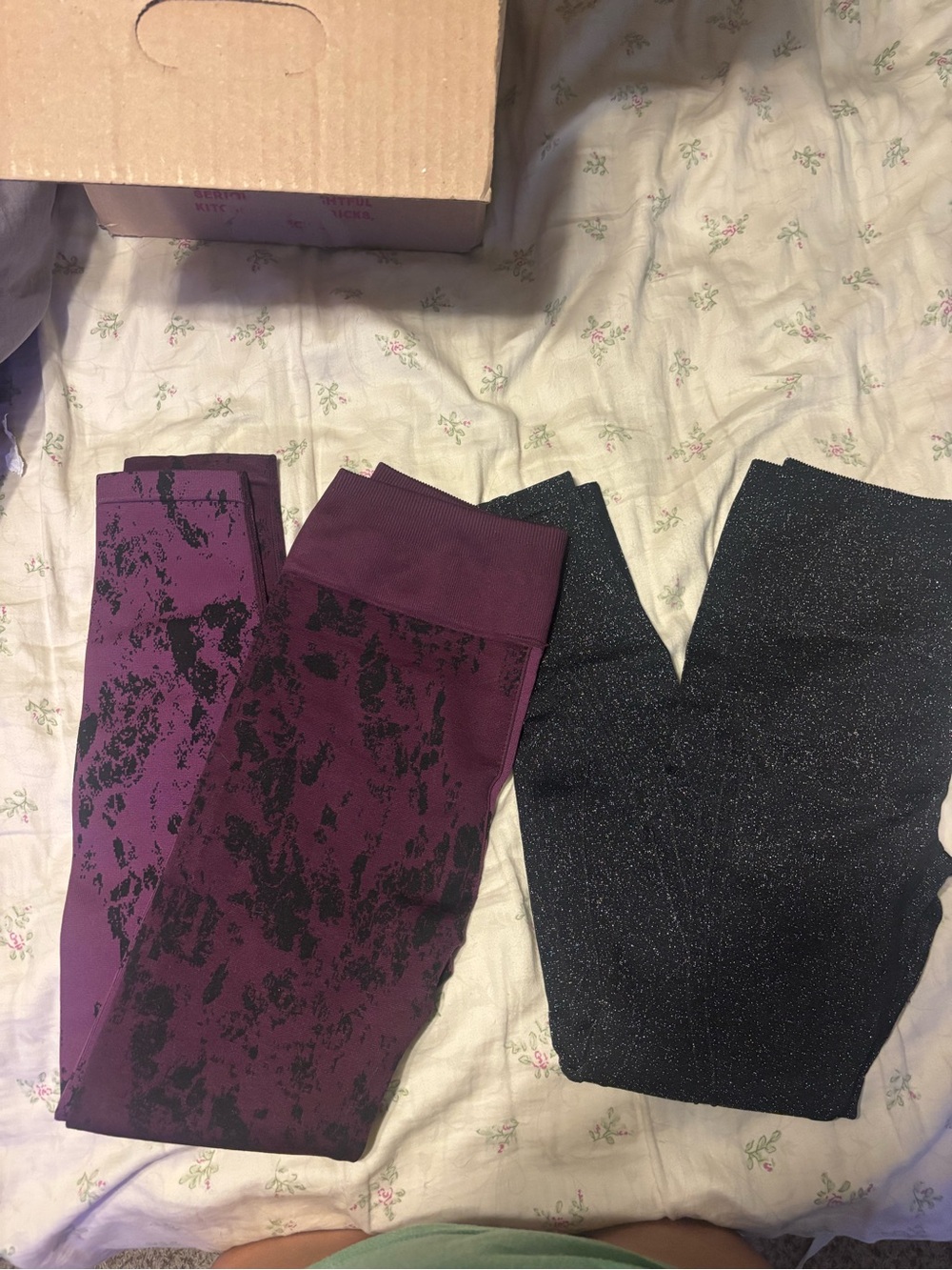 Fabletics Plum & Black Glitter Leggings Set - Bundled price is for both